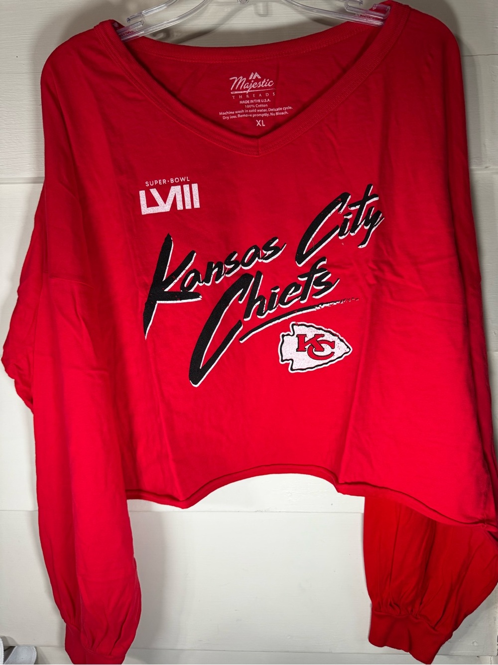 Majestic Kansas City Chiefs Red Long-Sleeve V-Neck Women’s Top